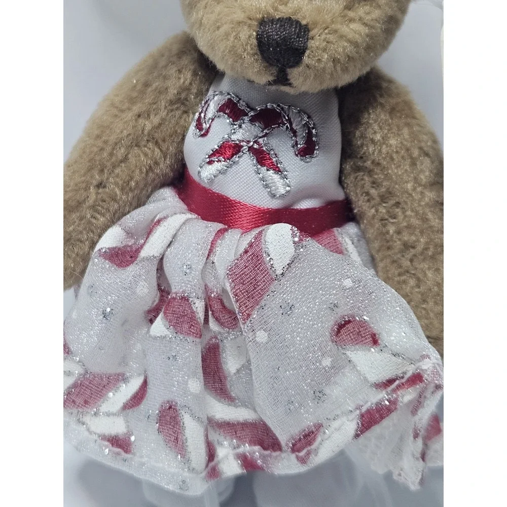 Bearington Collection Mini Mint Christmas Teddy Bear Plush Ornament Dress Candy